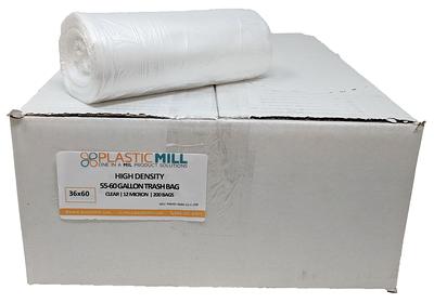 55-60 Gallon Clear Plastic Trash Bags, Large Recycling Garbage Bags, 50/Case