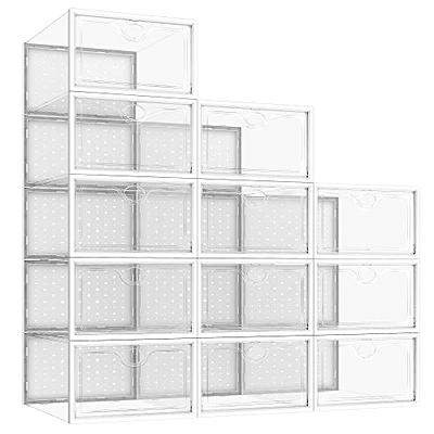 PINKPUM Large Shoe Boxes Clear Plastic Stackable, 12 Pack Shoe Storage