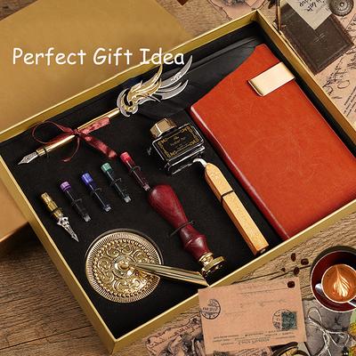NC Feather Pen Ink Set, Quill Pen Ink Set, Wax Seal Stamp Set, Feather  Calligraphy Pen Set, Valentine's Day Gift for Writing Lovers Birthday Gift,  Holiday Ideal Gift (Blue) - Yahoo Shopping