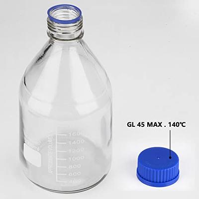 Pyrex Round Media Storage Bottles and Reusable Screw Caps, Capacity 2,000 ml