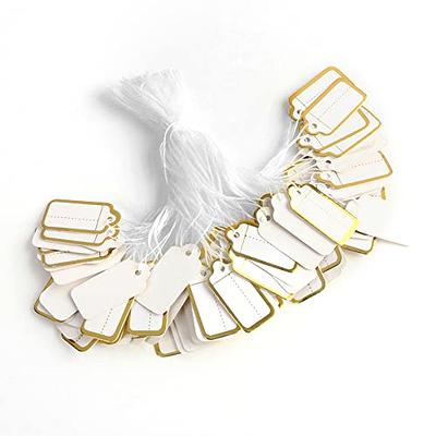 Price Tags with String Attached Labeling, 500 Pieces White Marking Tag  Small Paper Price Labels Clothing Hanging Stickers Blank Strung Label Hang  Tags