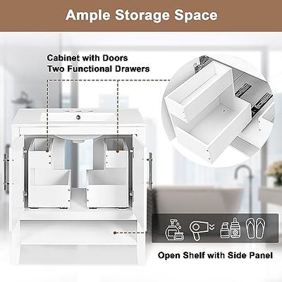 Linique 30 Modern Bathroom Vanity with Sink Combo Set, Solid Wood Frame  Bathroom Storage Cabinet with 2 Soft Closing Doors and a Drawer