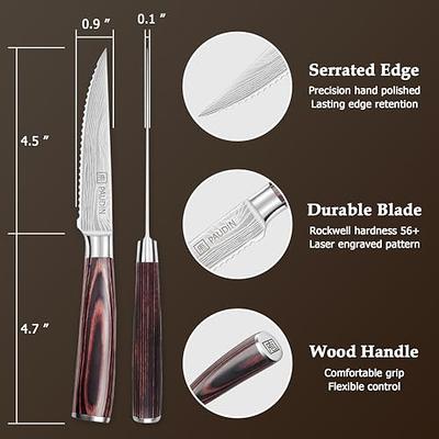 imarku 4.5-Inch Steak Knives Set of 6, German Carbon Stainless Serrated  Edge - IMARKU