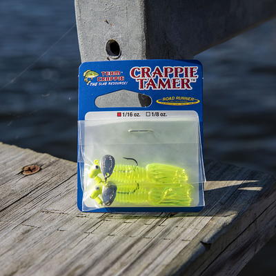 Team Crappie Slab Dragger Jig Hook, Chartreuse & Black, 1/16 oz. Underspin Fishing  jig creates flash and vibration. 