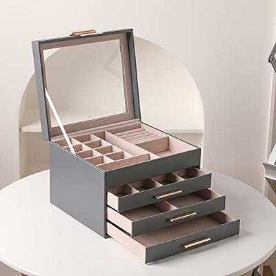 Jewelry Organizer Trays Drawer Dividers Handmade Velvet Exterior Storage  for Necklaces Rings Earrings Watch Cosmetics Combination Stackable 