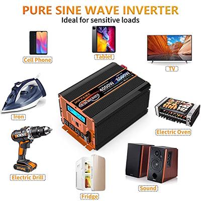 LVYUAN 2000 Watts 4000 Watts Pure Sine Wave Power Inverter DC 24V to AC  110V 120V Truck Converter Adapter 