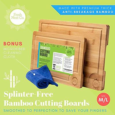 KitchenEdge Premium Acacia Cutting Board with Nesting Rice Fiber Chopping Board for Cooking Prep, 2 Piece Kitchen Set, Non-Slip Feet with Juice