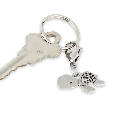 Turtle Key Chain - Adorable Pewter Sea Fob With Stainless Steel