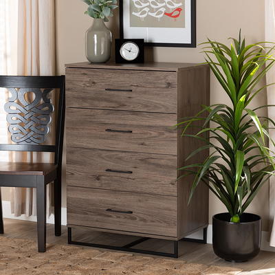 Valtina Two-tone Wood 3 Drawer Storage Unit With Baskets Oak Brown