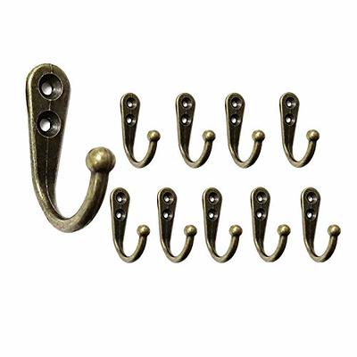 Mokife Pack of 5 Vintage Bronze Coat Hooks Double Wall Hooks Heavy Duty  with Screws for Door, Wall, Wardrobe