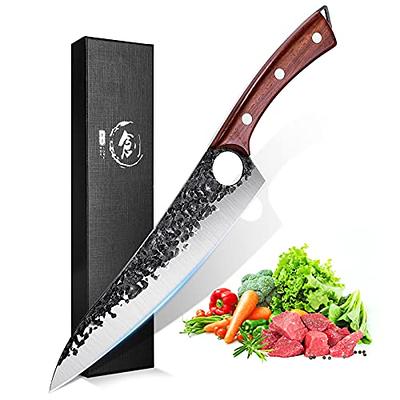 ENOKING Meat Cleaver Hand Forged Chef Knife High Carbon Steel Kitchen  Butcher Knife with Full Tang Handle Leather Sheath Chopping Knife for  Kitchen, Camping, BBQ (6.3 In) - Yahoo Shopping