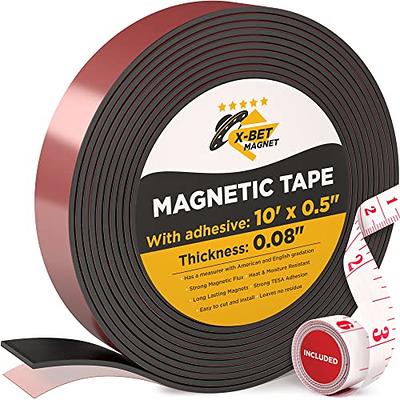 Magnetic Tape with Adhesive Backing Flexible Magnet Strips Multi-Purpose Adhesive Magnetic Strips for Home and Office Use - Easy to Cut and Use (16