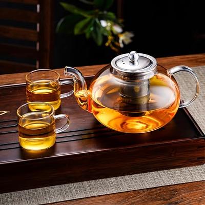 PARACITY Glass Teapot Stovetop 40 OZ/1200ml, Borosilicate  Clear Tea Kettle with Removable 18/8 Stainless Steel Infuser, Teapot  Blooming and Loose Leaf Tea Maker Tea Brewer for Camping, Travel: Teapots