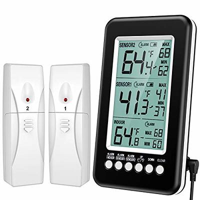ORIA Refrigerator Thermometer, Wireless Digital Freezer Thermometer with 2  Wireless Sensors, Wireless Indoor Outdoor Thermometer, Audible Alarm, Min  and Max Display, LCD Display for Home, Restaurants - Yahoo Shopping