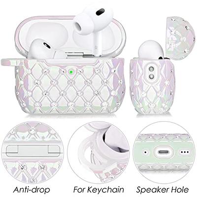  Airpods Pro 2 Case, V-MORO Luxury Diamond Protective Case Cover  for Apple Airpod pro 2nd Generation 2022 with Keychain, iPods Pro 2 Earbuds  Wireless Charging Case Women Girls-Five Petals Flower 