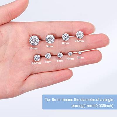 TUHE Moissanite Stud Earrings for Women Men, 1.6Carats/Pair Lab Created  Diamond Screw Back Earrings