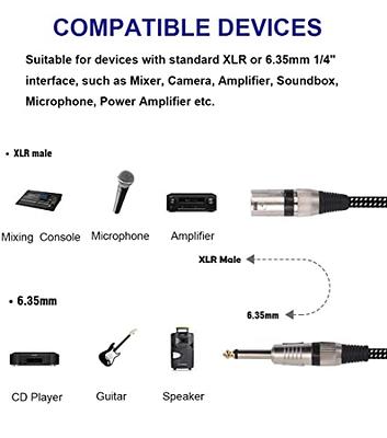 EBXYA XLR Male to 1/4 Inch TS Mono Unbalanced Microphone Cable