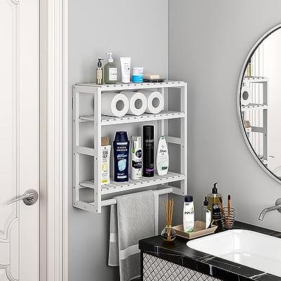 Galood Bathroom Storage Shelves Organizer Adjustable 3 Tiers, Over The  Toilet Storage Floating Shelves for Wall Mounted with Hanging Rod (White) -  Yahoo Shopping