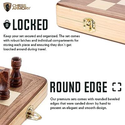  Chess Armory Wooden Chess Set - 17 inch Large Chess Board Sets  for Adults and Kids with Extra Queen Pieces & Storage Box : Toys & Games