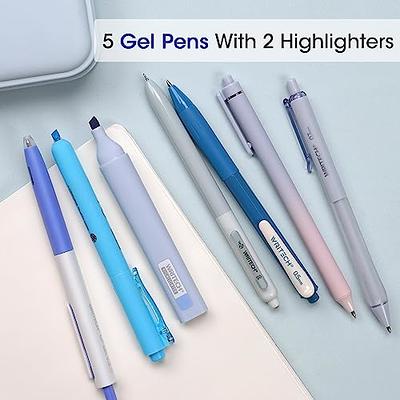 WRITECH Gel Pens Journaling Highlighters: Journal Set Aesthetic Assorted  Pastel Color Ink 0.5mm Fine Point Retractable 0.7mm Black Pen Smooth  Writing