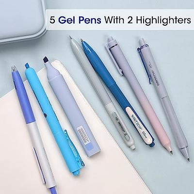 WRITECH Gel Pens Journaling Highlighters: Journal Set Aesthetic Assorted  Pastel Color Ink 0.5mm Fine Point Retractable 0.7mm Black Pen Smooth Writing  Drawing No Bleed 7ct (Blue) - Yahoo Shopping