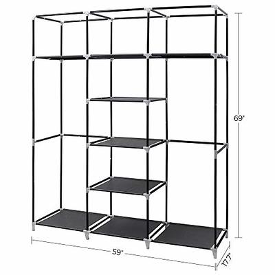 SONGMICS 59 Portable Clothes Closet Wardrobe Non-Woven Fabric Storage Organizer Black U