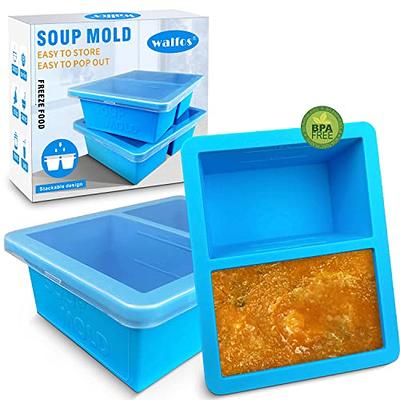 1-Cup Extra Large Freezing Tray with Lid, 2 PACK, Food Freezer Container  Molds for soup,broth,sauce or butter, Ice Cube Trays - makes four great  portions 1cup Cube(2 PACK, Red) - Yahoo Shopping