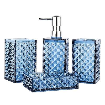 MIERTING Bathroom Accessory Set 5 Pcs, Bamboo Bathroom Accessories Sets  Complete, Clear Bath Soap Dispenser and Toothbrush Holder Set, Boho  Bathroom