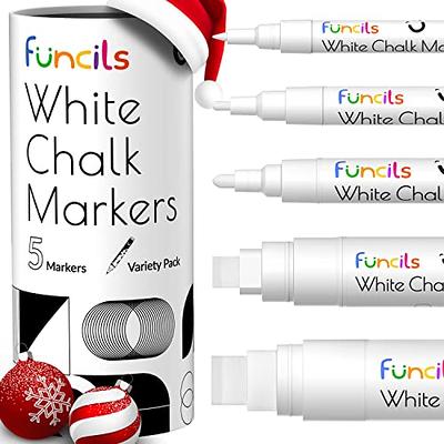 Loddie Doddie White Chalk Markers for Signs, Blackboard, Car Window, Glass  - 5 Unique Tips - Ultra Fine, Fine, Medium, Broad & Jumbo Tips - Erasable  Liquid Chalk (1mm, 3mm, 6mm, 10mm