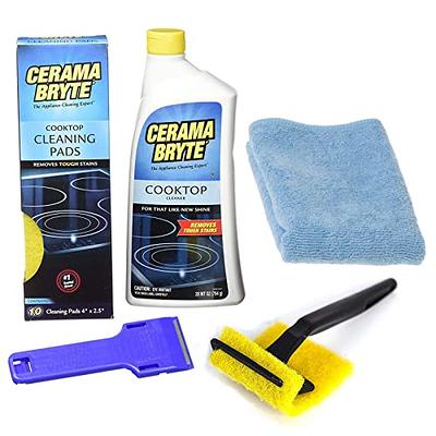Cerama Bryte Complete Cooktop Cleaning Kit, 10 Cleaner Pads, 1 POW-R Grip  Tool, 1 Scraper, and 1 Microfiber Cloth, 28 Fl Oz - Yahoo Shopping