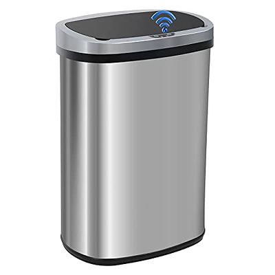 FDW Garbage Can 13 Gallon 50 Liter Kitchen Trash Can for Bathroom Bedroom  Home Office Automatic Touch Free High-Capacity with Lid Brushed Stainless  Steel Waste Bin - Yahoo Shopping