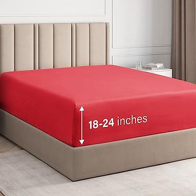 Extra Deep Twin Fitted Sheet - Hotel Luxury Single Fitted Sheet Only -  Easily Fits 18 inch to 24 inch Mattress - Soft, Wrinkle Free, Breathable &  Comfy Extra Deep Pockets Red Fitted Sheet - Yahoo Shopping