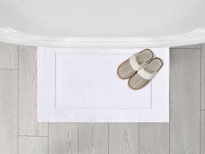 Utopia Towels Cotton Banded Bath Mats, White, [Not a Bathroom Rug], 100%  Ring-Spun Cotton - Highly Absorbent Shower Bathroom Floor Mat (Pack of 2)