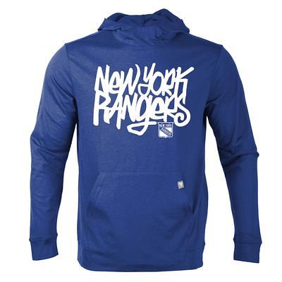 New York Rangers Antigua Saga Pullover Hoodie - Heather Royal