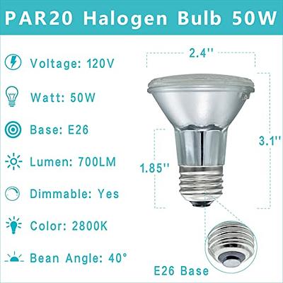 EKSAVE PAR20 Halogen Light Bulb 120V 50W Flood Light Bulbs Dimmable for  Track Lights,Recessed Light, Range Hood Lights,E26 Medium Base, 2800K Warm  White(6Pcs) - Yahoo Shopping