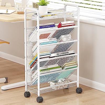 Tangkula 2-Tier Rolling Under Desk Printer Cart with 2 Storage Shelves Printer Stand for Home Office Brown