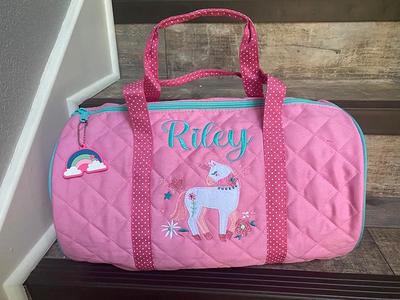 Personalized Embroidered UNICORN Duffel/duffle Bag/sleepover 