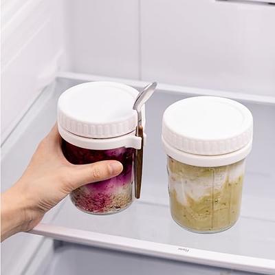 Overnight Oats Containers with Lids and Spoons - Mason Jars 16 Oz with Lids  - Glass Jar with Lid 6pack Yogurt Containers with Lids for Overnight Oats