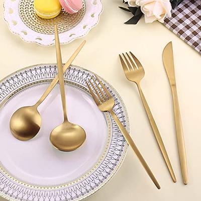 White And Gold Silverware Set for 8, 40-Pieces Matte Gold And  White Handle Flatware Set, Stainless Steel Cutlery Tableware set, Kitchen utensils  set Include Spoons And Forks Set, Dishwasher Safe