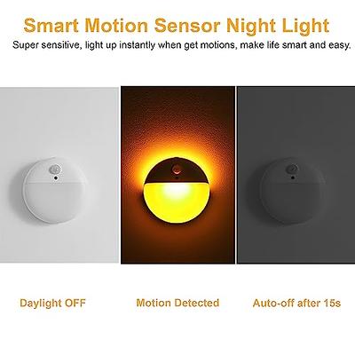 YUNLEX 2 Pack Motion Sensor Amber Night Light, 2 Light Sources, 3