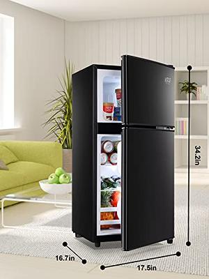 3.5Cu.ft Compact Refrigerator, Krib Bling Fridge with Dual Door Small  Refrigerator with Freezer, Black 