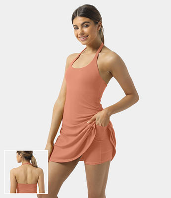 Women's Backless Cut Out 2-in-1 Pocket Mini Slip Yoga Active Dress - Halara