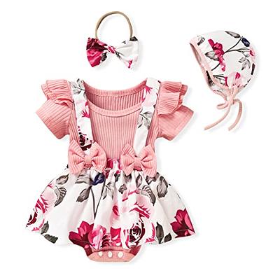 Newborn Baby Girl Clothes Set Ruffle Short Sleeve Romper Floral