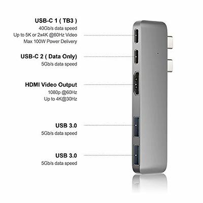 Dongle adaptateur usb C Hub pour Macbook Air, Macbook Pro avec 4k