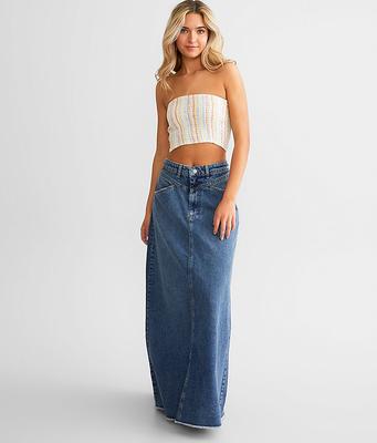 Come As You Are long flared denim skirt, Free People