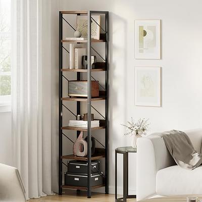 HOOBRO 3 Tier Bookshelf, Narrow Bookshelf, Record Storage Rack with Side  Fence, Wooden Free-Standing Shelf Units, Narrow Display Shelf for Living