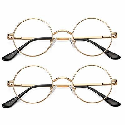 Braylenz 2 Pack Retro Small Round Glasses with Clear Lens, Unisex Style  Hippie Eyeglasses Frame