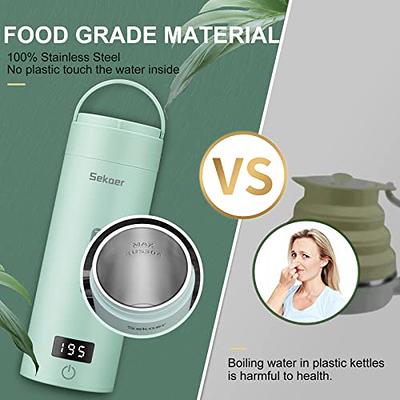  Small Electric Kettle Stainless Steel, 0.6L Portable Travel  Kettle with Double Wall Construction, Mini Hot Water Boiler Heater, Electric  Tea Kettle for Business Trip, Camping, Travel, Office (Green): Home &  Kitchen
