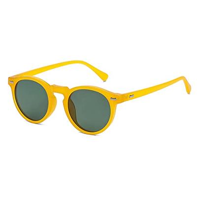 Gleyemor Vintage Polarized Sunglasses for Men UV400 Protection Retro Round  Sunglasses Hand-crafted Acetate Frame (Yellow Frame/Green Lens) - Yahoo  Shopping