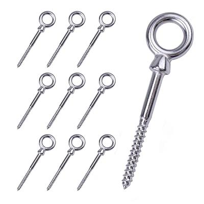 Muzata 10Pack 3.6Inch M6 Screw Eye Hook Wood Screws Metal Hook T316 Stainless  Steel for Wood Securing Cable Wire Terminal Ring Eyelet Stand Self Tapping Eye  Bolt Indoor Outdoor CN01 HN1 